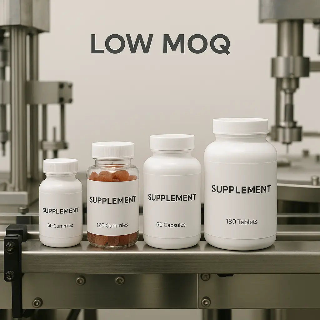 low MOQ supplement manufacturing