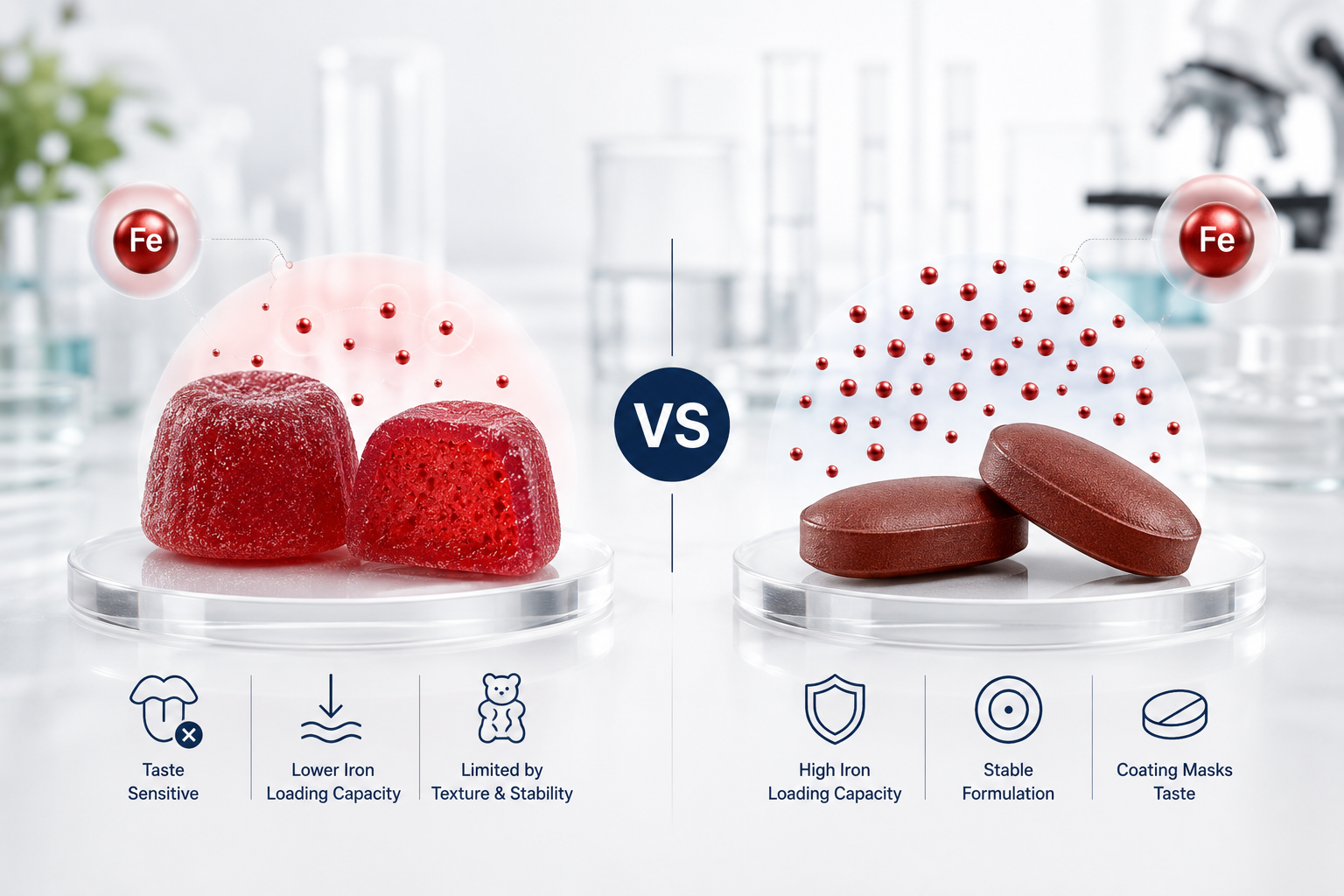 Elemental Iron Per Serving Gummies vs Tablets elemental iron content comparison in supplement formats