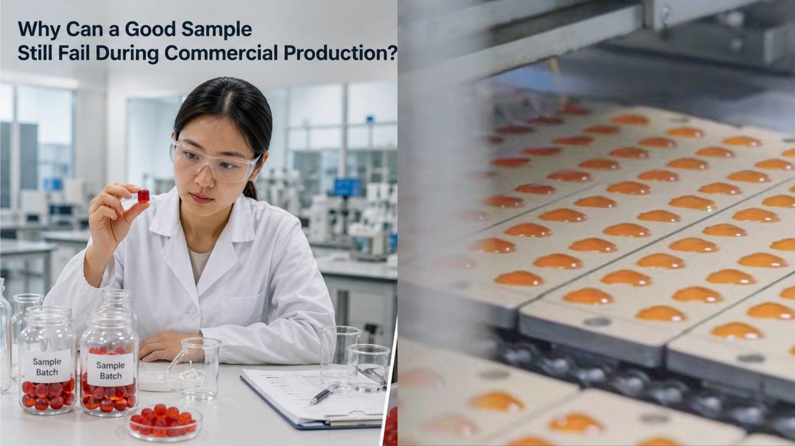 gummy sample vs commercial production gummy sample vs commercial production
