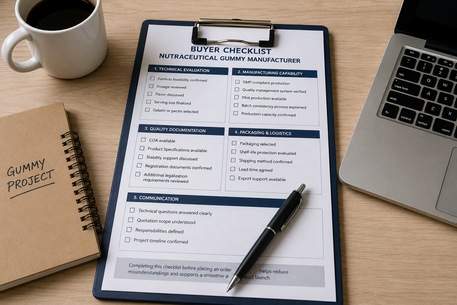 nutraceutical gummy manufacturer checklist