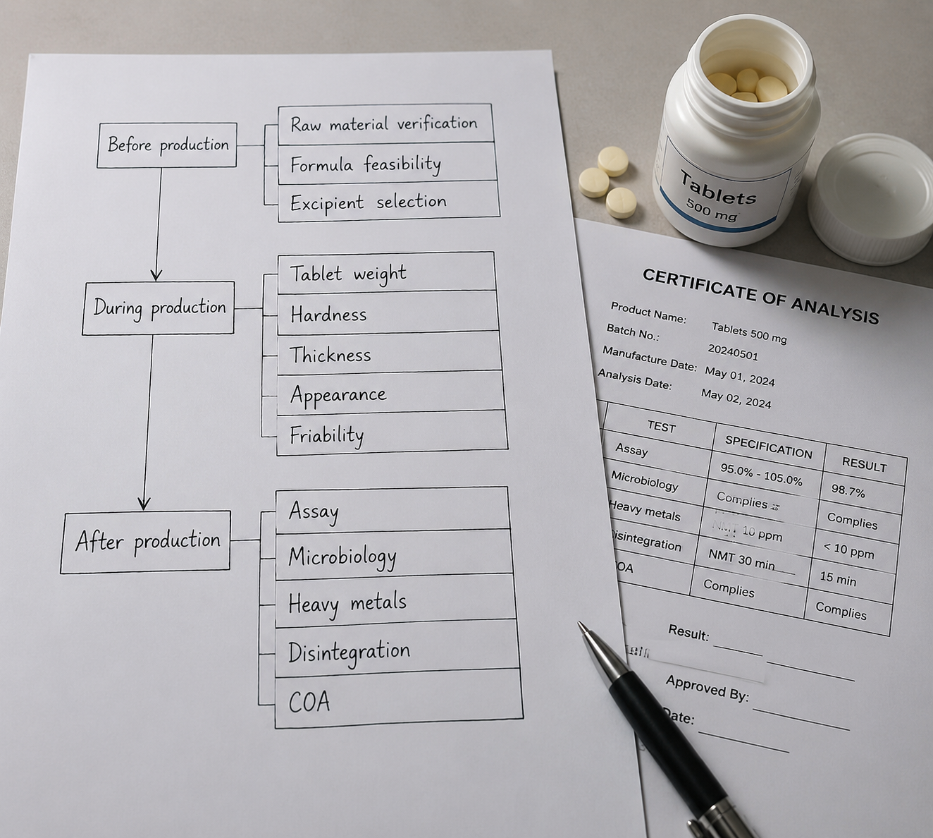 tablet supplement manufacturers quality control questions