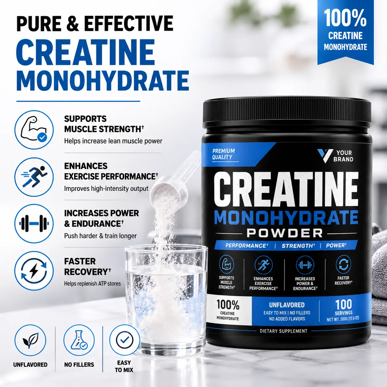Creatine Monohydrate Powder for Strength, Performance & Muscle Recovery - Image 2