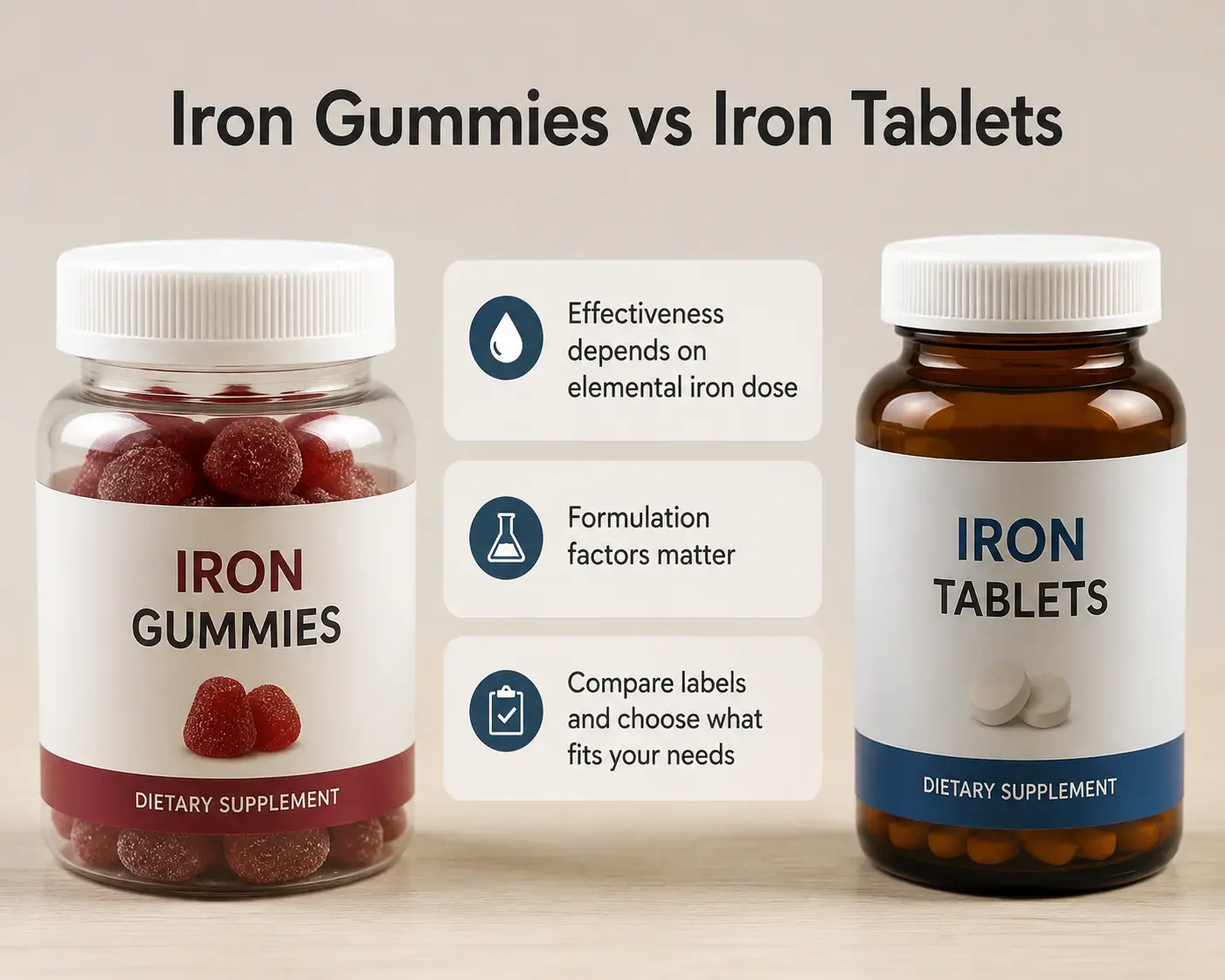 iron gummies and iron tablets
